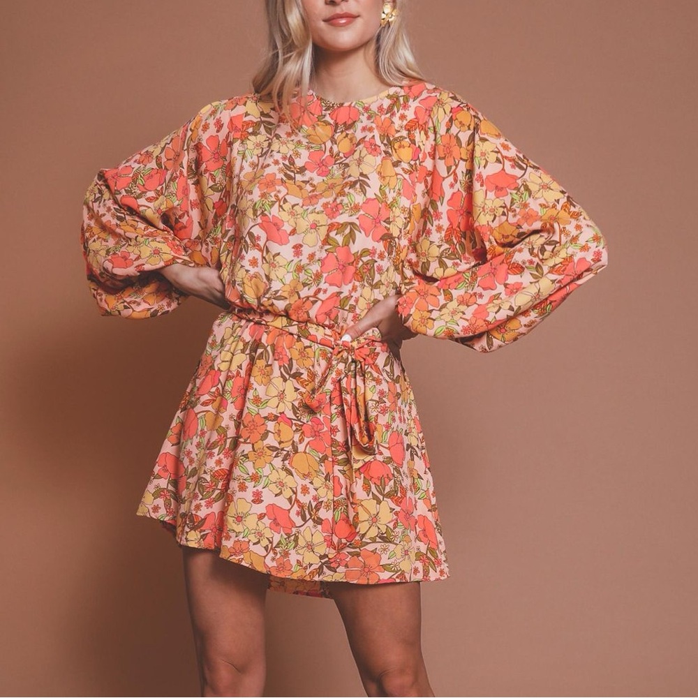 Show Me Your MuMu Floral Dress in Orange and Pink